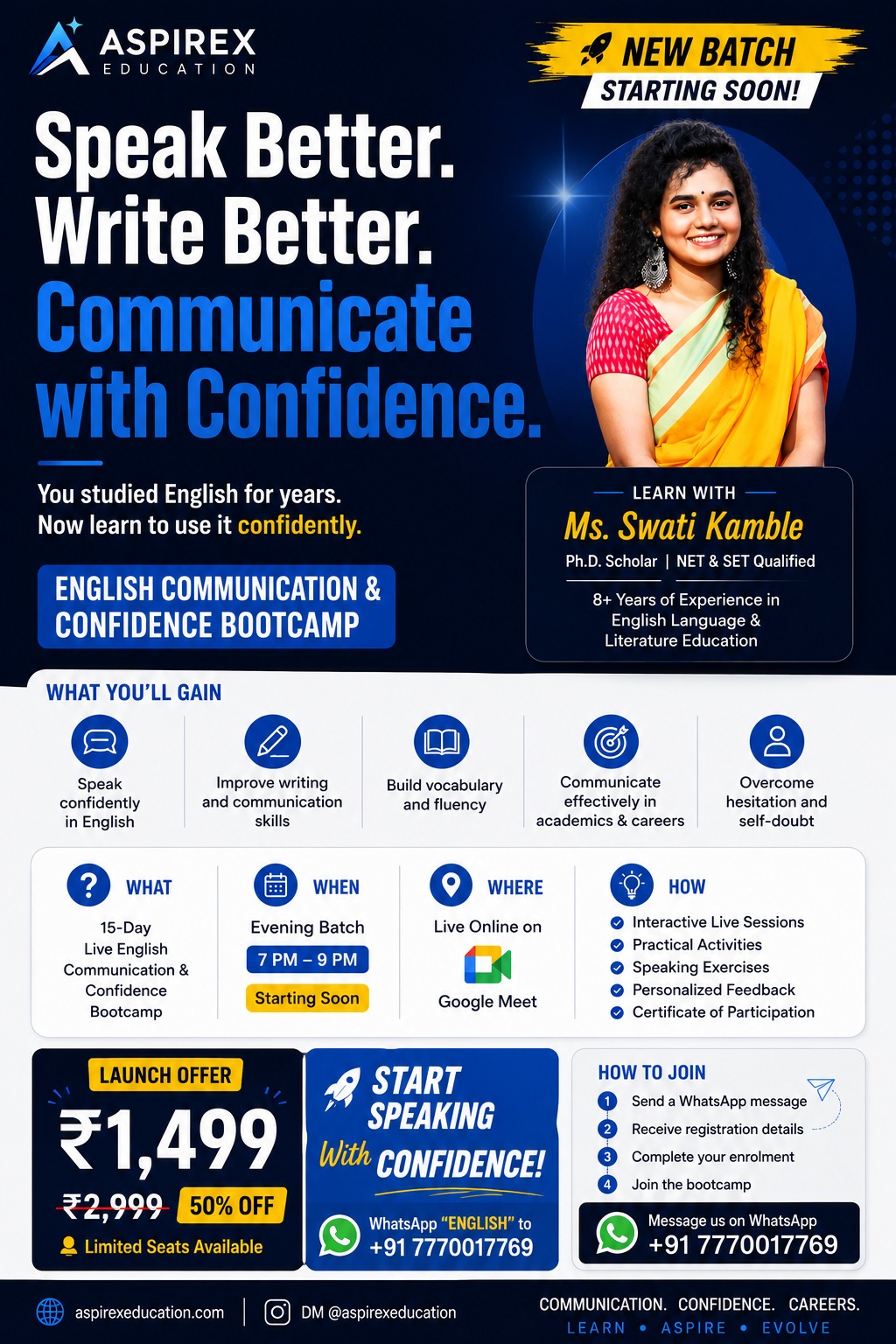 English Communication and Confidence Bootcamp Flyer